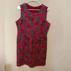 Lands' End Red and Gray Sleeveless Dress